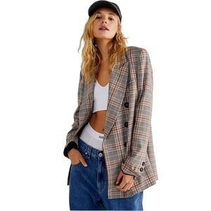 Free People Plaid Blazer Oversized Size XS